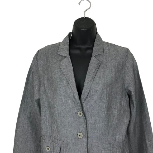 Eileen Fisher Grey Linen Blend Blazer Size M - Picture 3 of 7